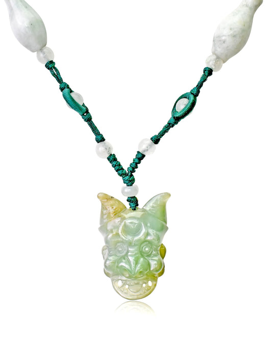Artisan Jade Mask Handcrafted Necklace for Him Opera Mask for Luck and Inner Power Father’s Day Gift