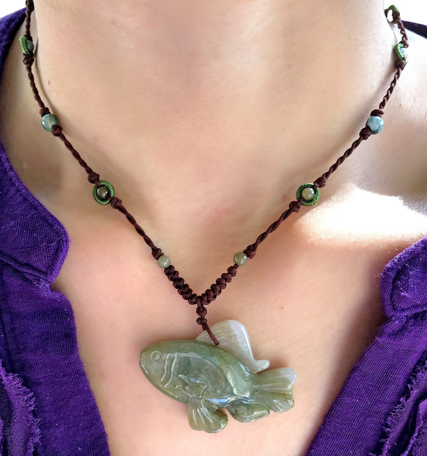 Make a Bold Statement with the Royal Blue Fish Jade NecklaceNecklacesSerenity Jade