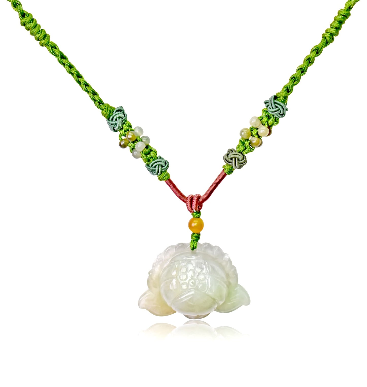 Necklace Lotus Flower Gift for Friend Handmade Jewelry Jade Pendant Lotus Birthstone Necklace for Birthday Gift Lotus Flower Pendant Necklace For Spiritual PracticeNecklacesSerenity Jade