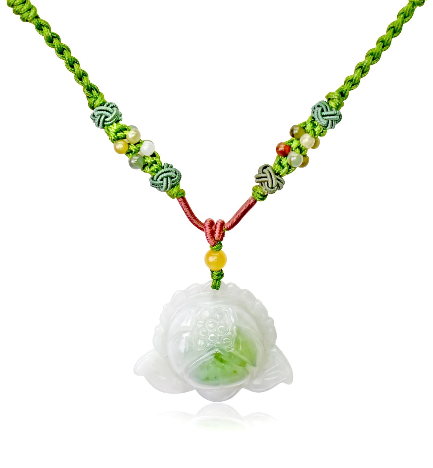 Necklace Lotus Flower Gift for Friend Handmade Jewelry Jade Pendant Lotus Birthstone Necklace for Birthday Gift Lotus Flower Pendant Necklace For Spiritual PracticeNecklacesSerenity Jade