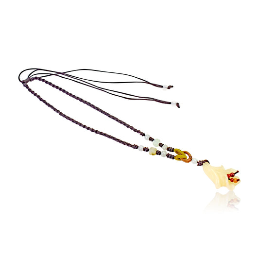 Peach Leaf Bellflower a Yellow Flower Necklace for Her Engraved Necklace Valentine's Day Gift Attracting Joy and Inner Peace