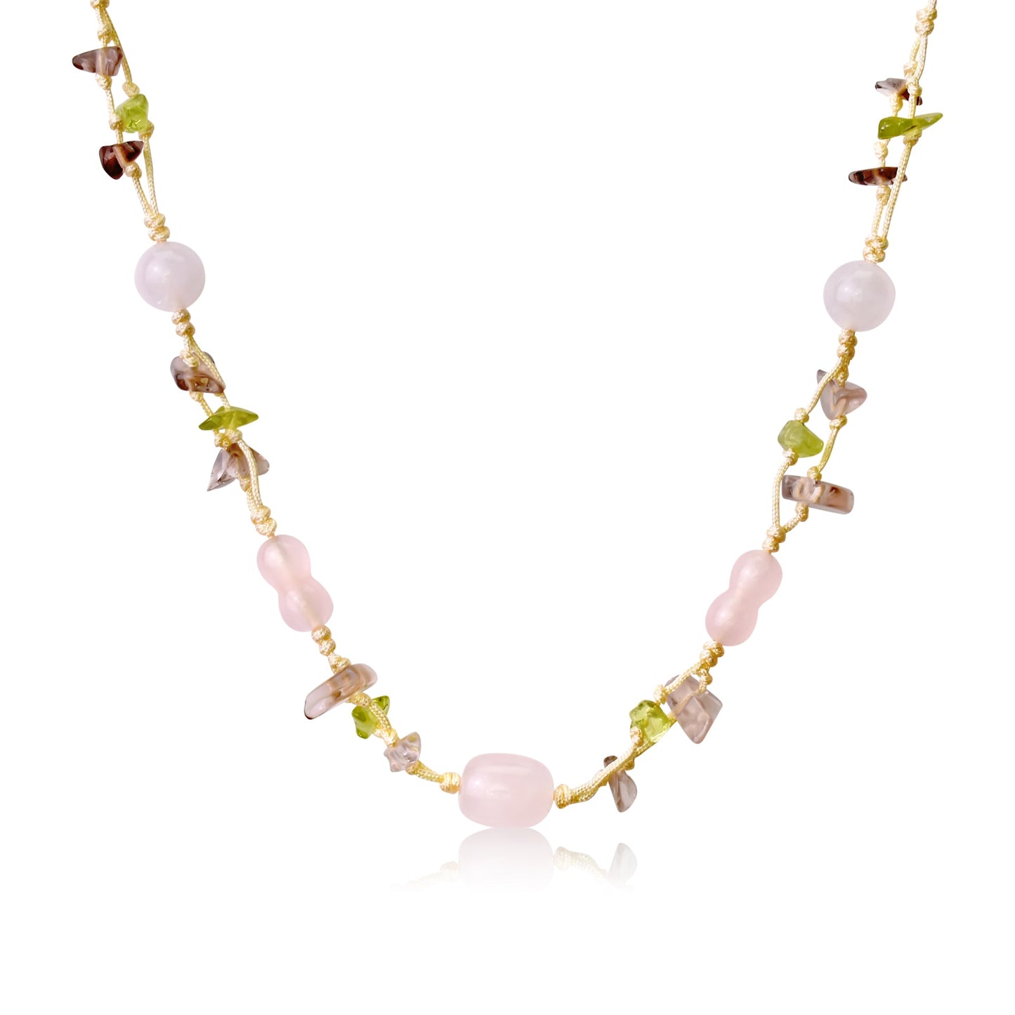Step into a Fairy Tale with the Rose Quartz Oval - Shaped Gemstones NecklaceNecklacesSerenity Jade