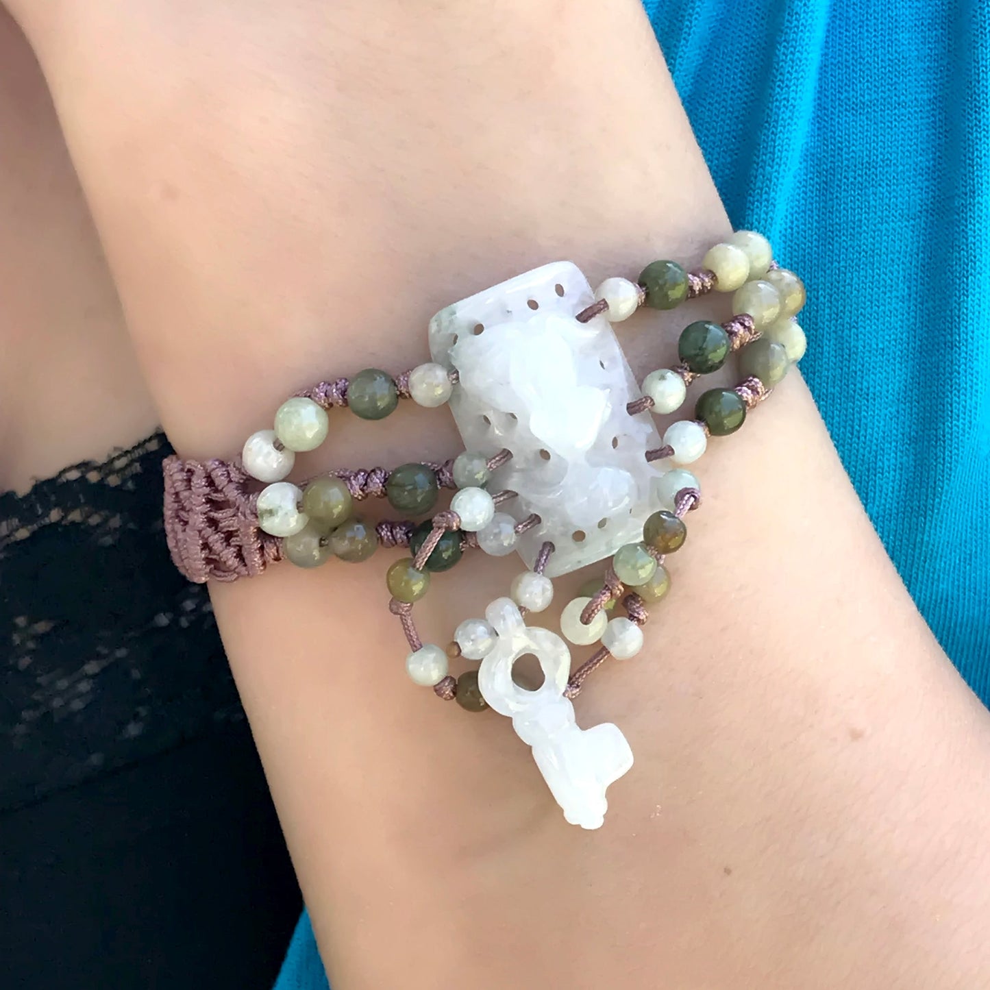 Transform Your Look with Heavily Detailed Gold Fish and Key Jade BraceletBraceletsSerenity Jade