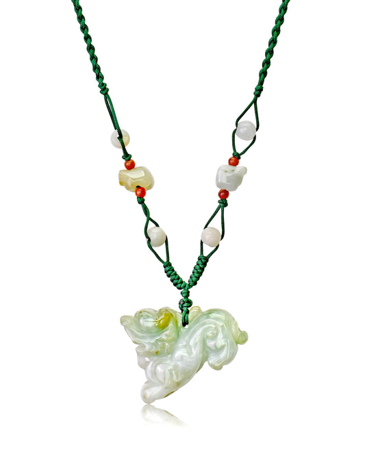 Showcase Your Style with the One-of-a-Kind Lion Jade Necklace with Green Cord