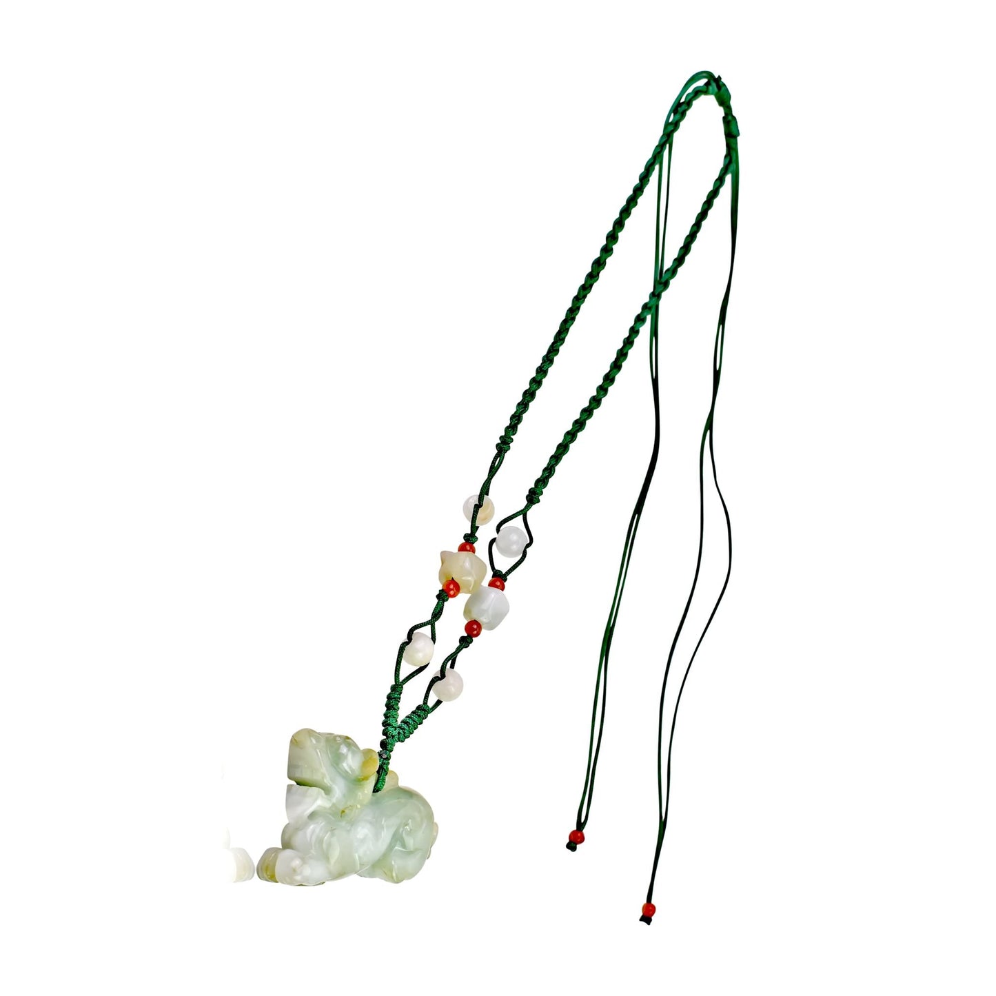 Showcase Your Style with the One-of-a-Kind Lion Jade Necklace with Green Cord