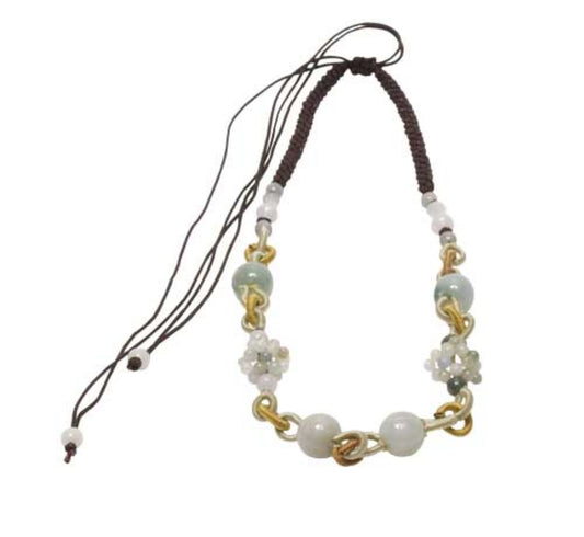 Shine with Elegance – The Beads and Golden Ribbon Jade Necklace