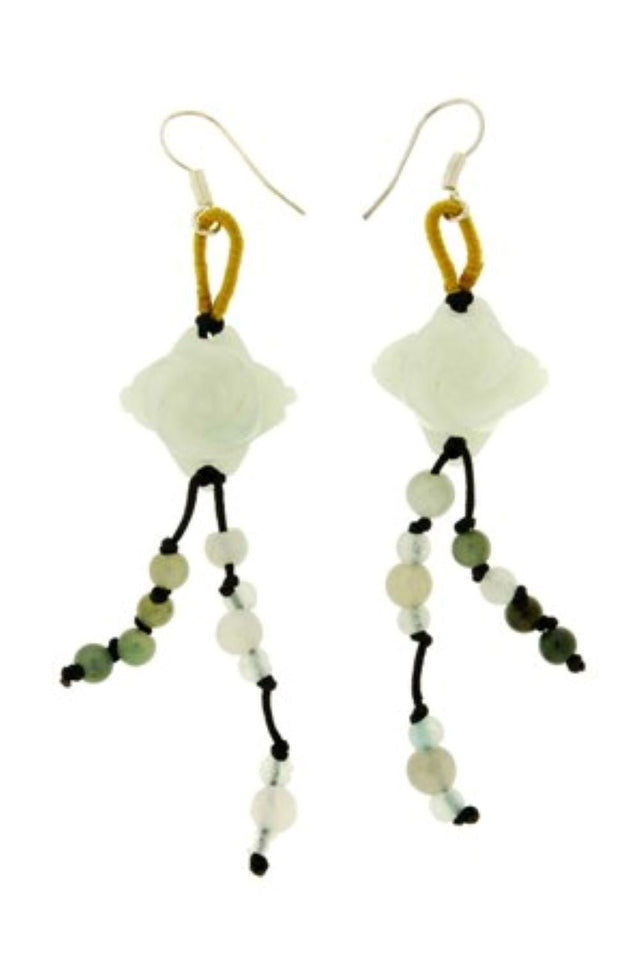 Sterling Silver Rose Earrings for Valentine’s Day or Anniversaries Jade Flower Earrings Gift 