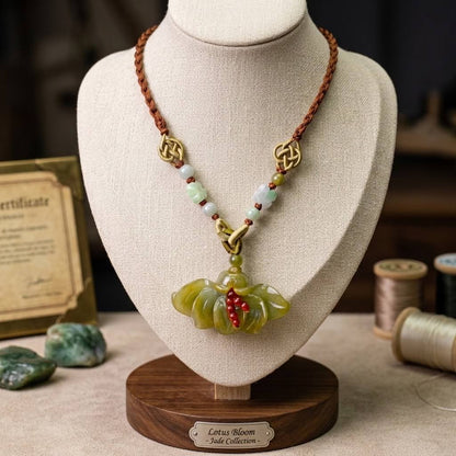 Handcrafted Genuine Jade Fairy Fan Flower Pendant Necklace a Floral Jewelry Birthday Gift for Her