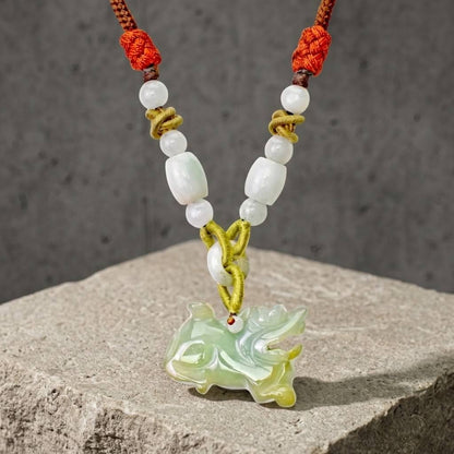 Men’s Hand-Carved Genuine Nephrite Jade Lion Pendant Necklace a Courage & Strength Amulet