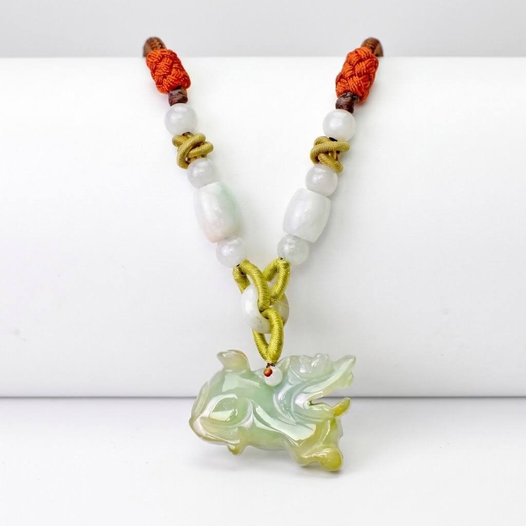 Men’s Hand-Carved Genuine Nephrite Jade Lion Pendant Necklace a Courage & Strength Amulet