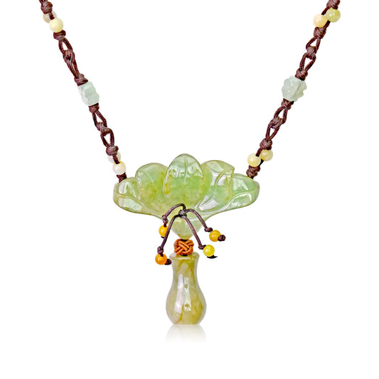 A Necklace Featuring Jade and Peacock in Flowers a Romantic Valentine’s Day Gift for Wife or Women