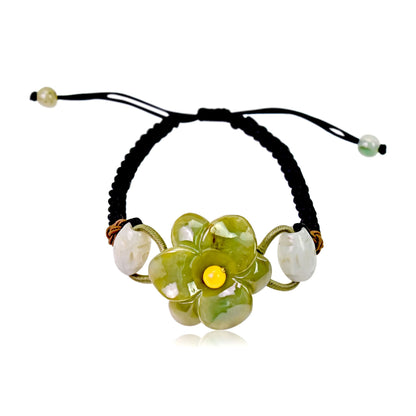 Amaryllis Flower Jade Pendant Bracelet for Women Amaryllis White Flower 