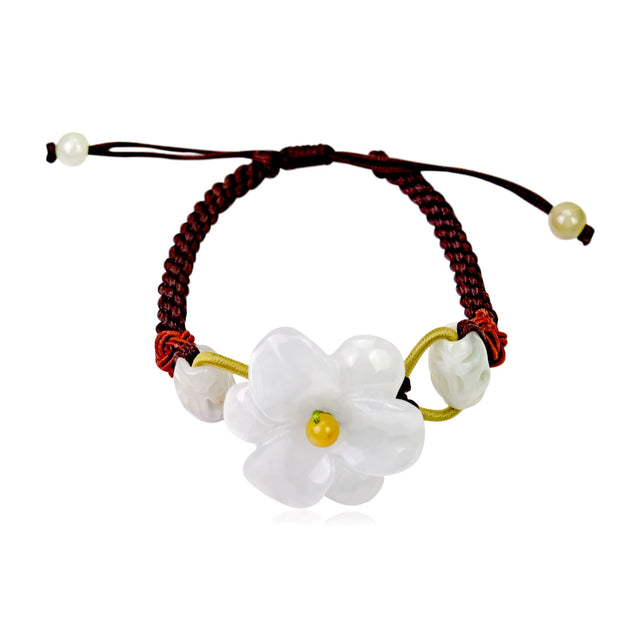 Amaryllis flower a holiday-ready handcrafted jade pendant bracelet gift
