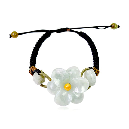Amaryllis white flower jade pendant bracelet a serene anniversary gift for long-lasting love