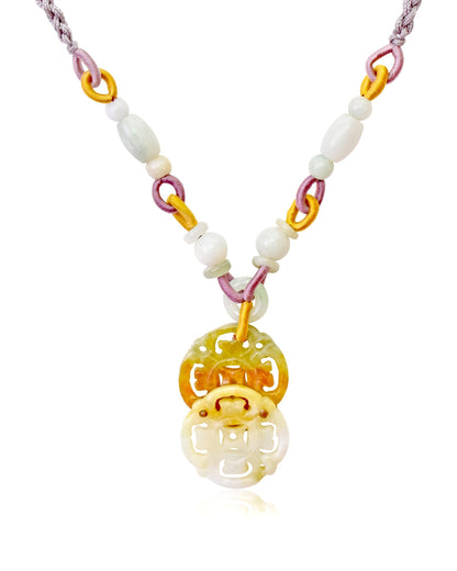 Ancient Coin Necklace for Women  Yellow Jade Stones Gift for Mother’s Day, Anniversaries, or Valentine's Day