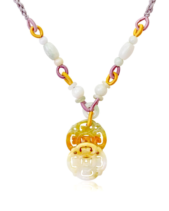 Ancient Coin Necklace for Women  Yellow Jade Stones Gift for Mother’s Day, Anniversaries, or Valentine's Day