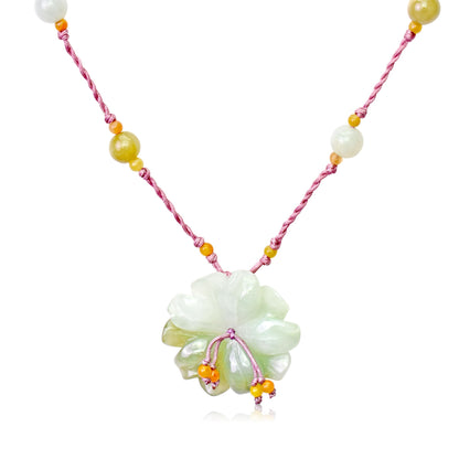 Anemone Flower a Jade Necklace Calming Handmade Jewelry for Women on Special Occasions
