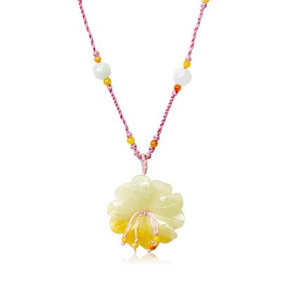 Anemone Yellow a Necklace for Mom a Jade Beaded Jewelry for Holidays and Birthdays