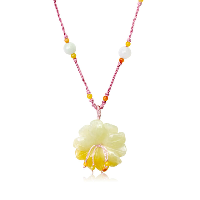 Anemone Yellow a Necklace for Mom a Jade Beaded Jewelry for Holidays and Birthdays