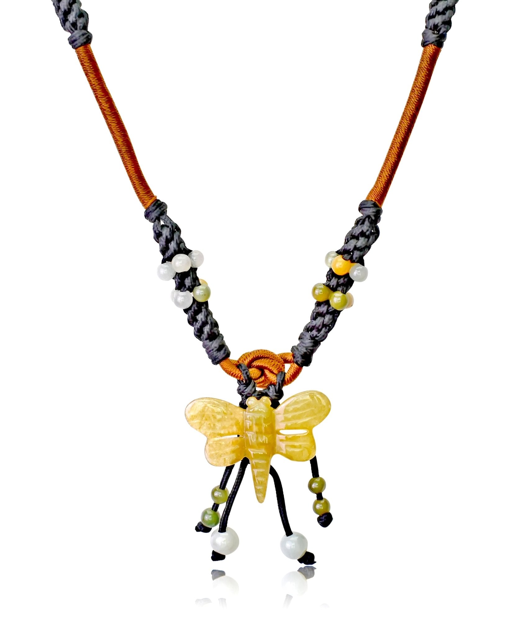Artisan Dragonfly Necklace with Jade Feminine Dragonfly Jewelry Gift Dragonfly Pendant Necklace Valentine’s Day