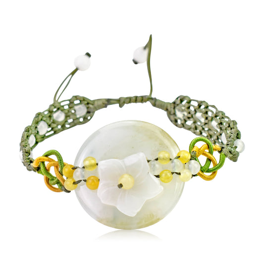 Asian Jade Bracelet for Women Jade Donut Pendant Valentine’s Day Gift