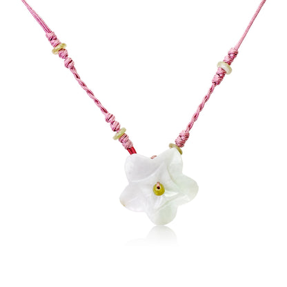 Aster Flower Pendant for Women September Birthday Gift Jade Necklace 