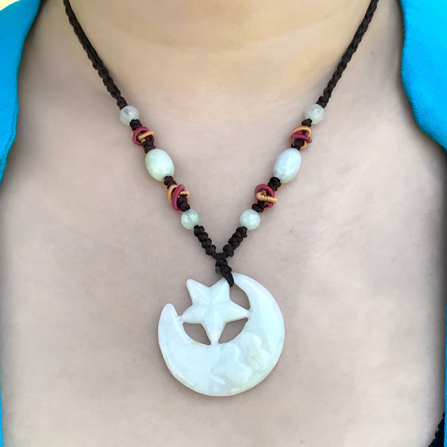 Astrology Inspired Moon and Star Necklace Mother's Day or Anniversary Gift A divine blend of earth’s healing and the cosmos’ magic