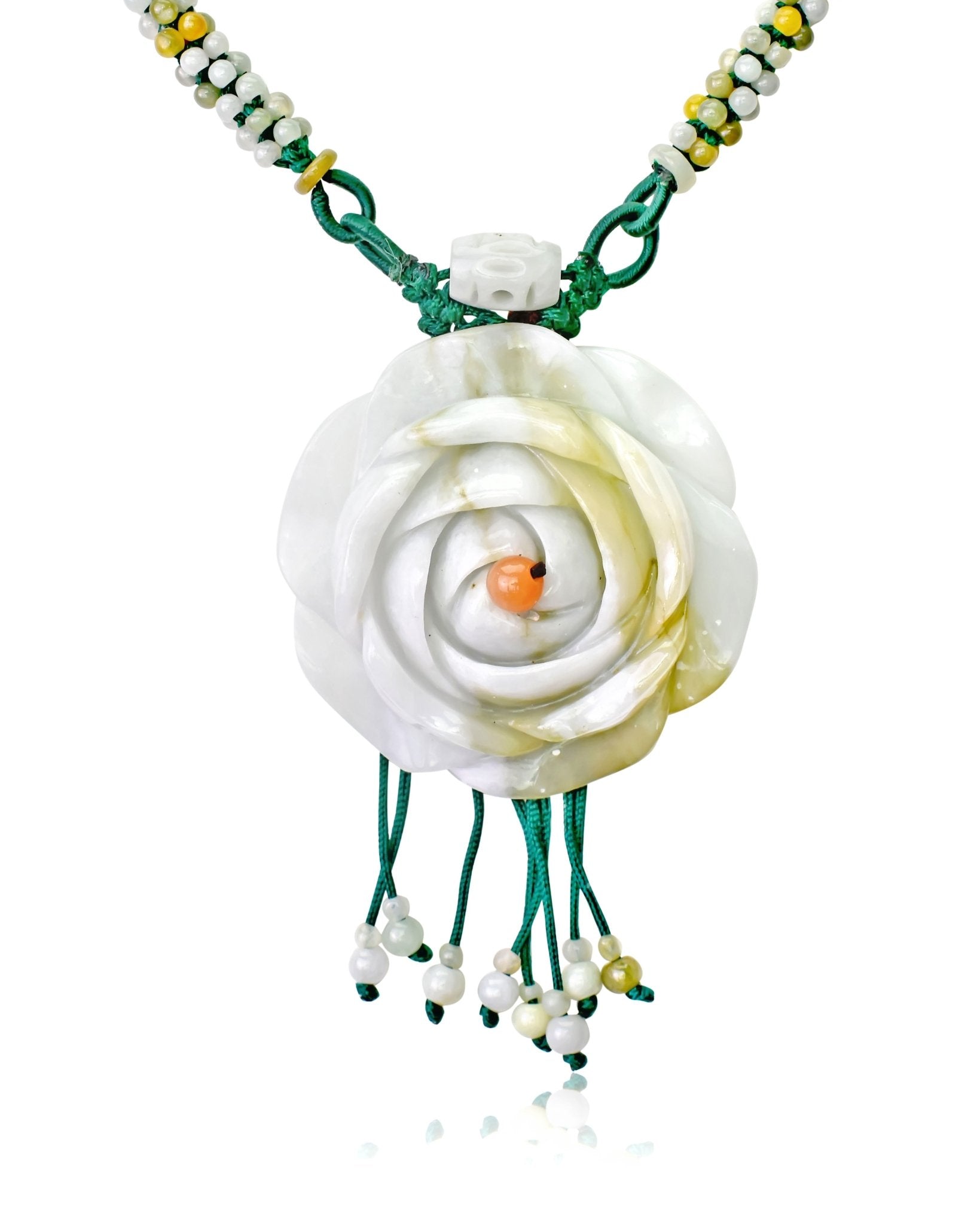 Beaded Rose Necklace Full of Charm for Her Elegant Jade Rose Necklace for Mother’s Day, Or More