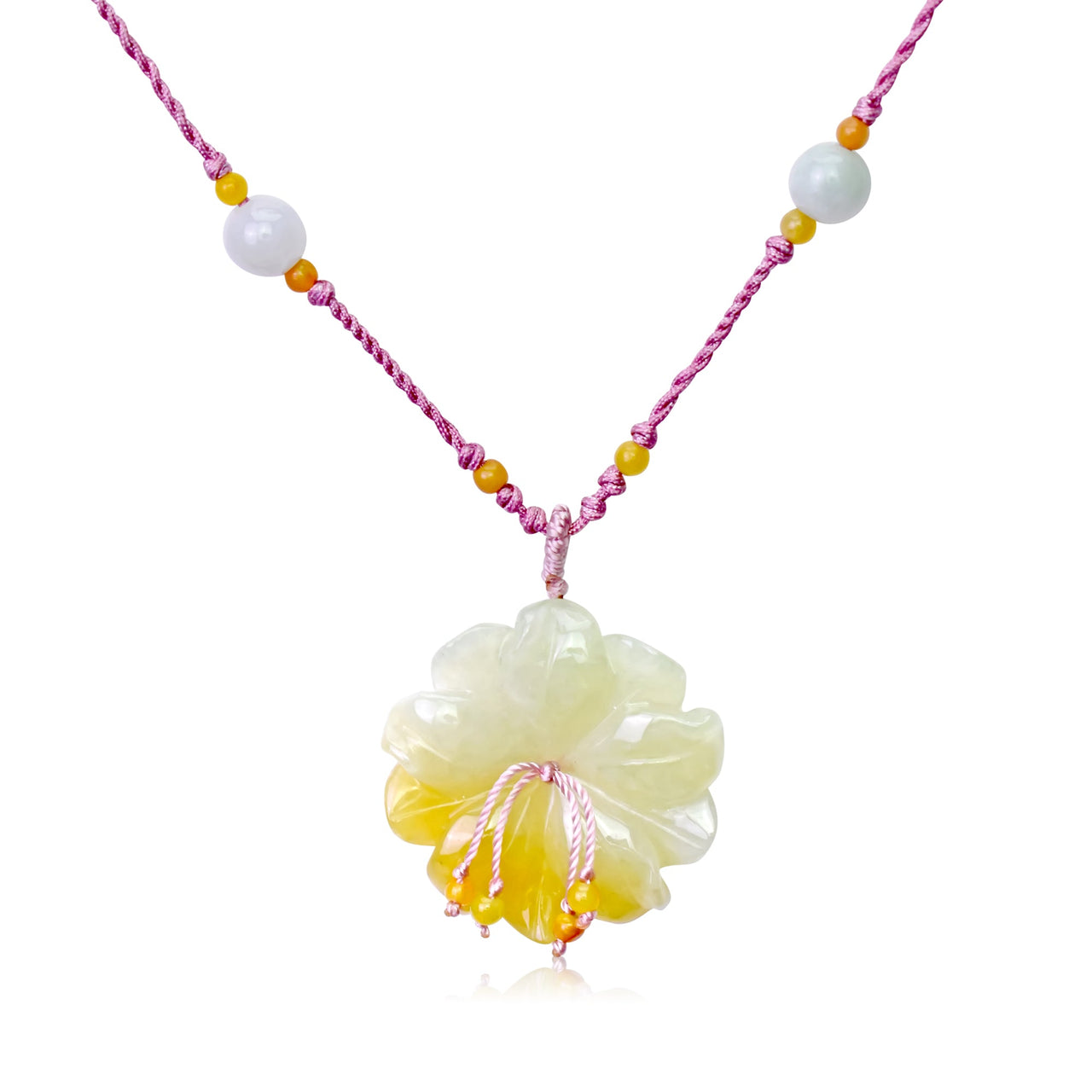 Birthday Gift Necklace with Anemone Yellow a Jade Jewelry for Women and Friends