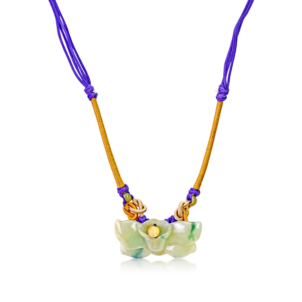 Blue Wild Indigo Necklace with Jade Pendant Inspired by Blue Flower Necklace Blooms for Lasting Beauty