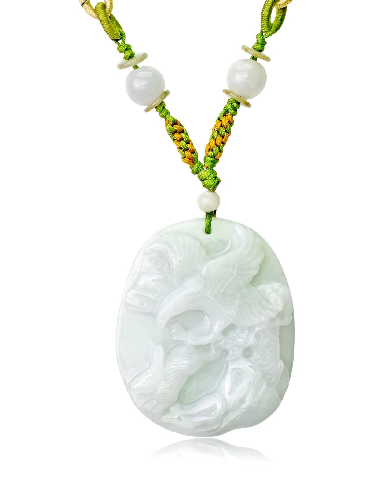 Bold Mens Eagle Necklace a Eagle Medallion Necklace for Dad Mens Jade Pendant 