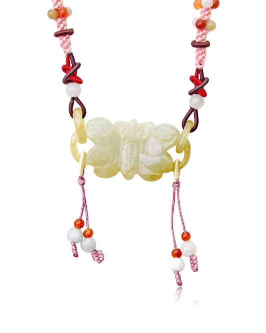 White Jade Butterfly Pendant Necklace for Her Butterfly Charm Necklace a Butterfly Pendant Lovely Mother's Day Gift