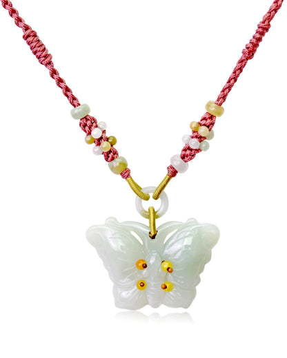 Jade Butterfly Pendant a Yellow Jade Necklace for Women Butterfly Necklace Mother’s Day Gift