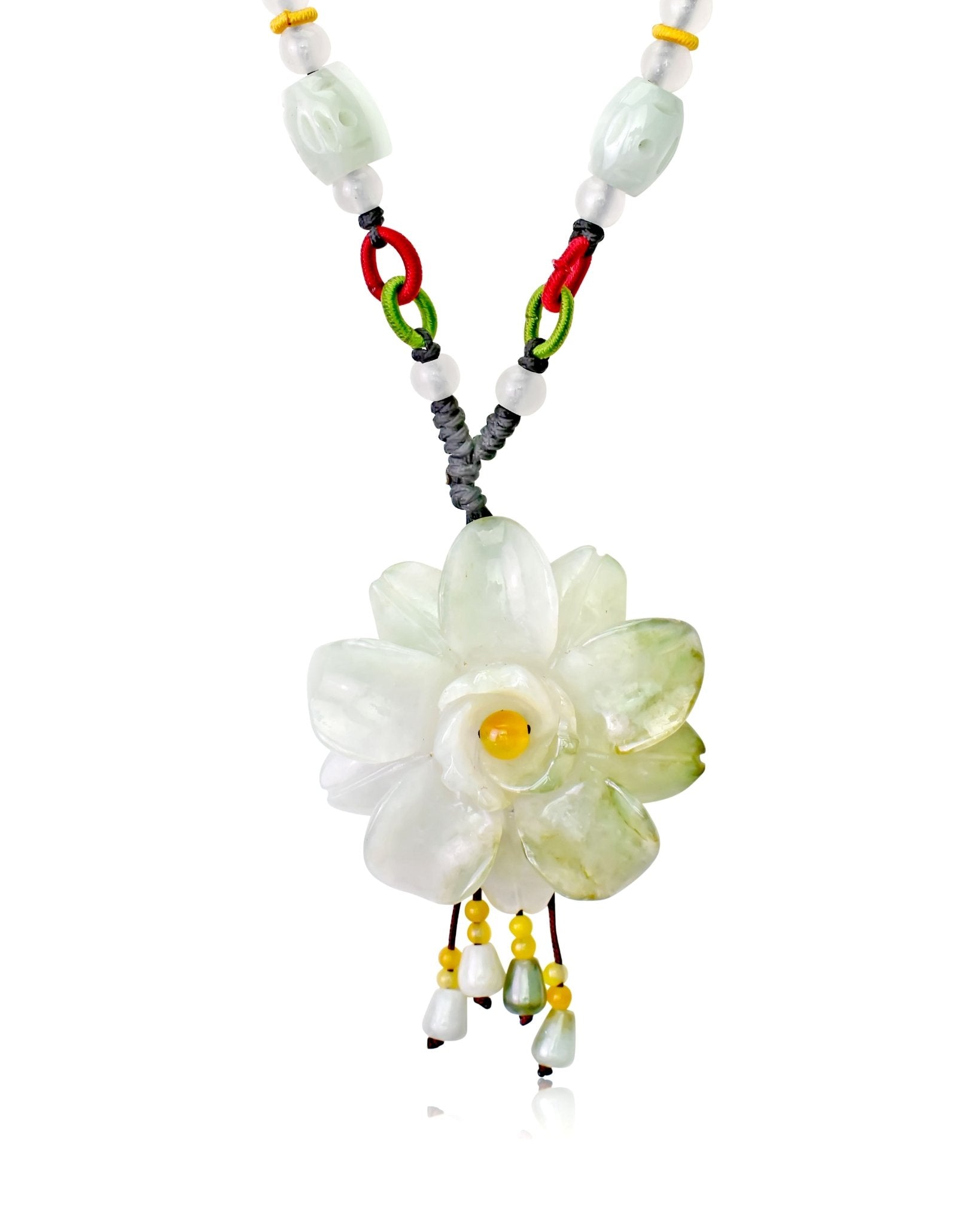 Camellia bloom delicate large flower necklace symbolizing love and beauty