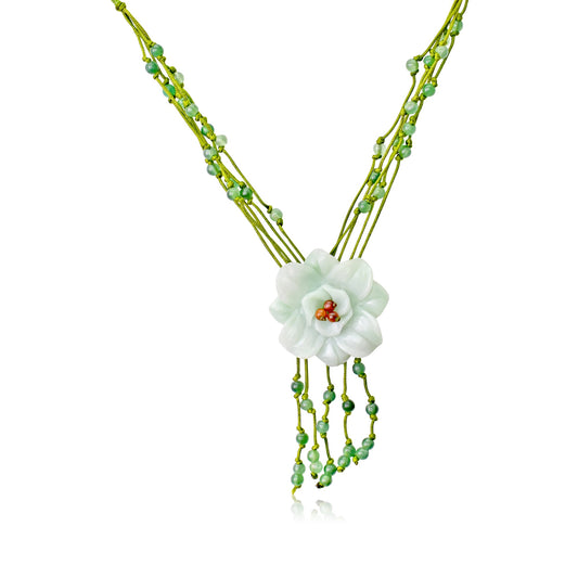 Campanula Flower Anniversary Necklace for Her White Campanula for Women