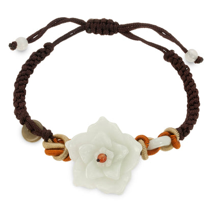 Centaurea Flower a Floral Design Bracelet with Jade Beautiful Gift for Her for Mother's Day 