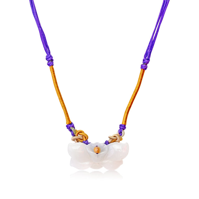 Charming jade flower necklace with Blue Wild Indigo for lasting beauty