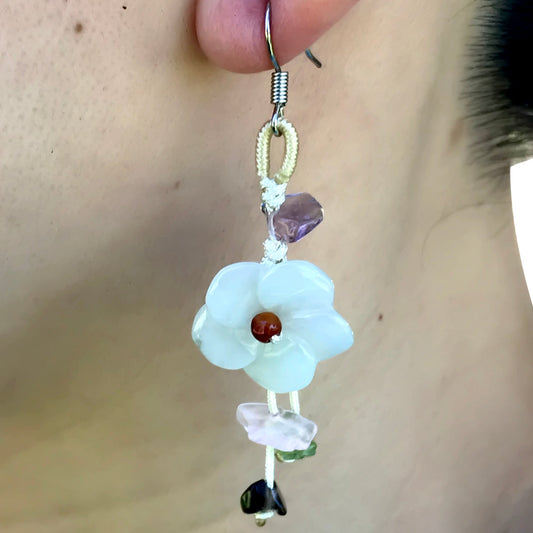 Cherry Blossom Earrings Anniversary Gift Dangling Jade Earrings a Symbolic Gift for Her with Deep Meaning