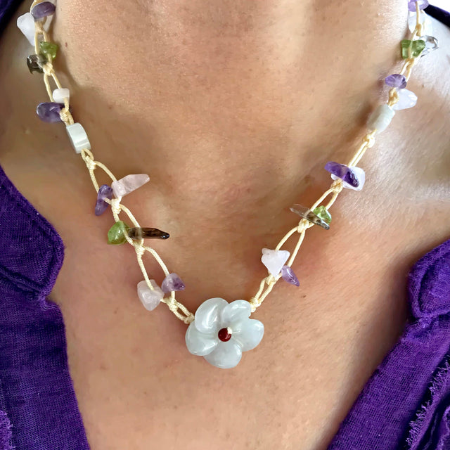 Cherry Blossom Necklace a Dainty Jade Necklace for Women a Gentle Touch of Harmony and Lasting Love
