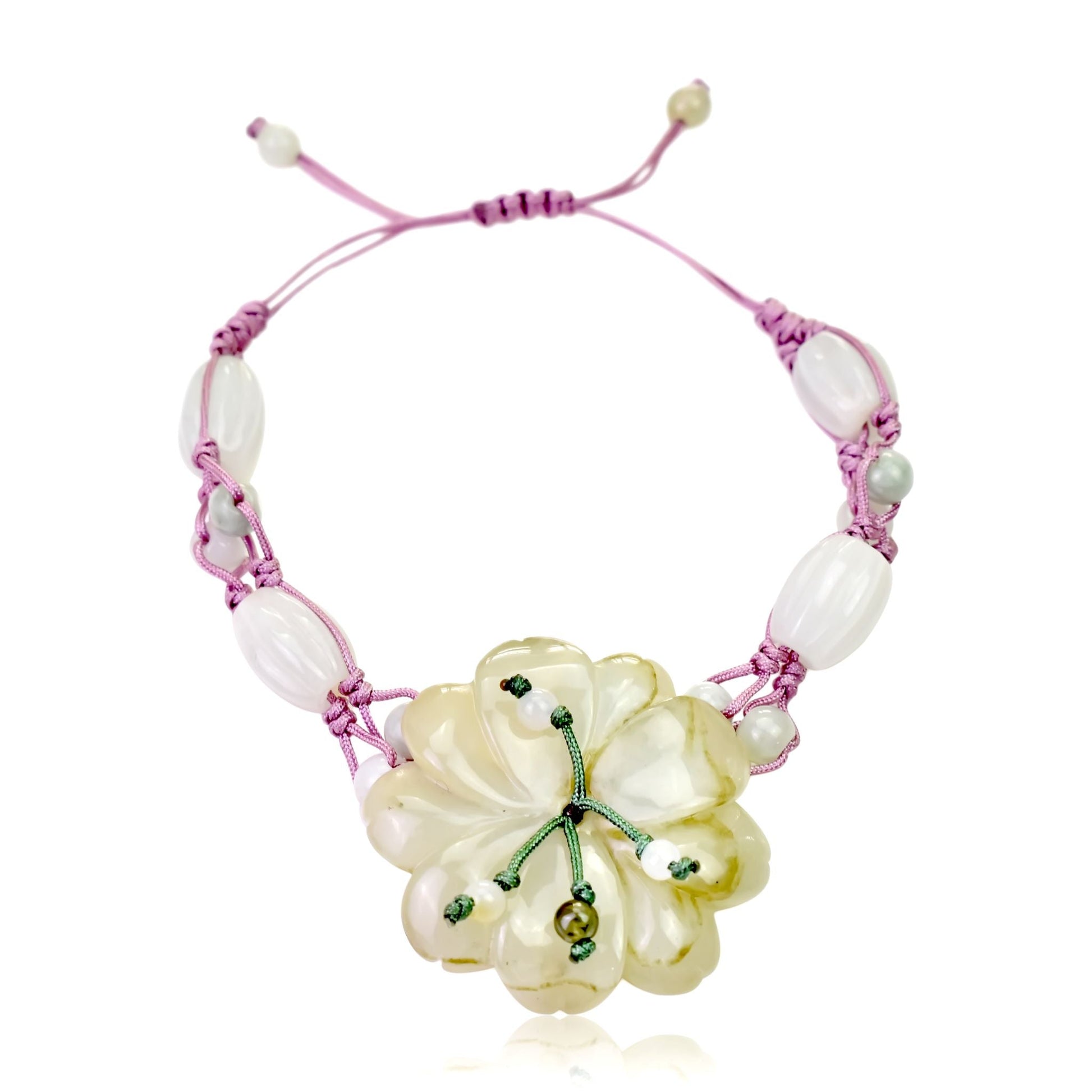 Cherry blossom flower a meaningful handcrafted piece of jade stone jewellery rooted in timeless tradition