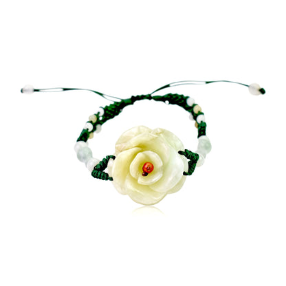 Chic handmade jade charm bracelets, rose flower bracelet for women ideal gift for her