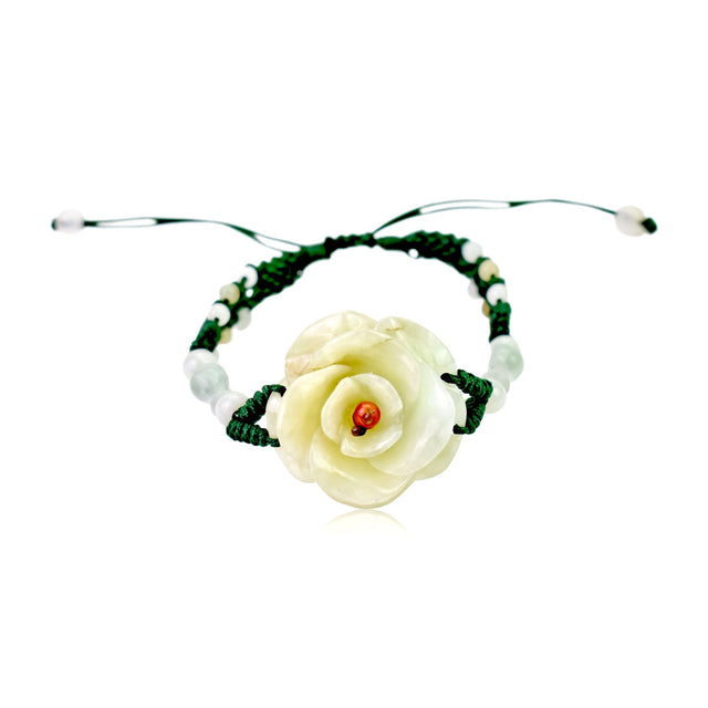 Chic handmade jade charm bracelets, rose flower bracelet for women ideal gift for her