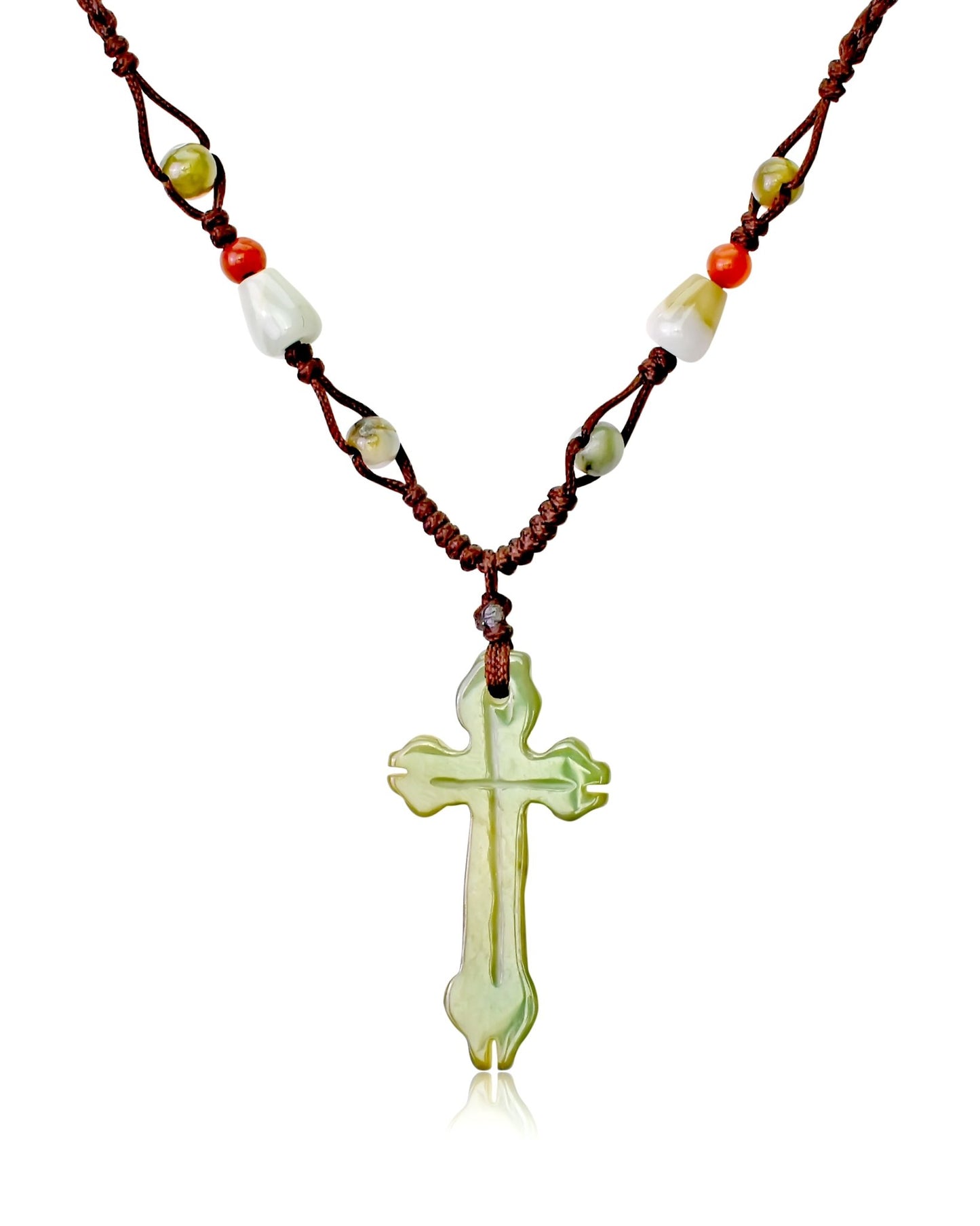 Chic ladies cross necklace authentic jade necklace for faith-filled beauty and grace