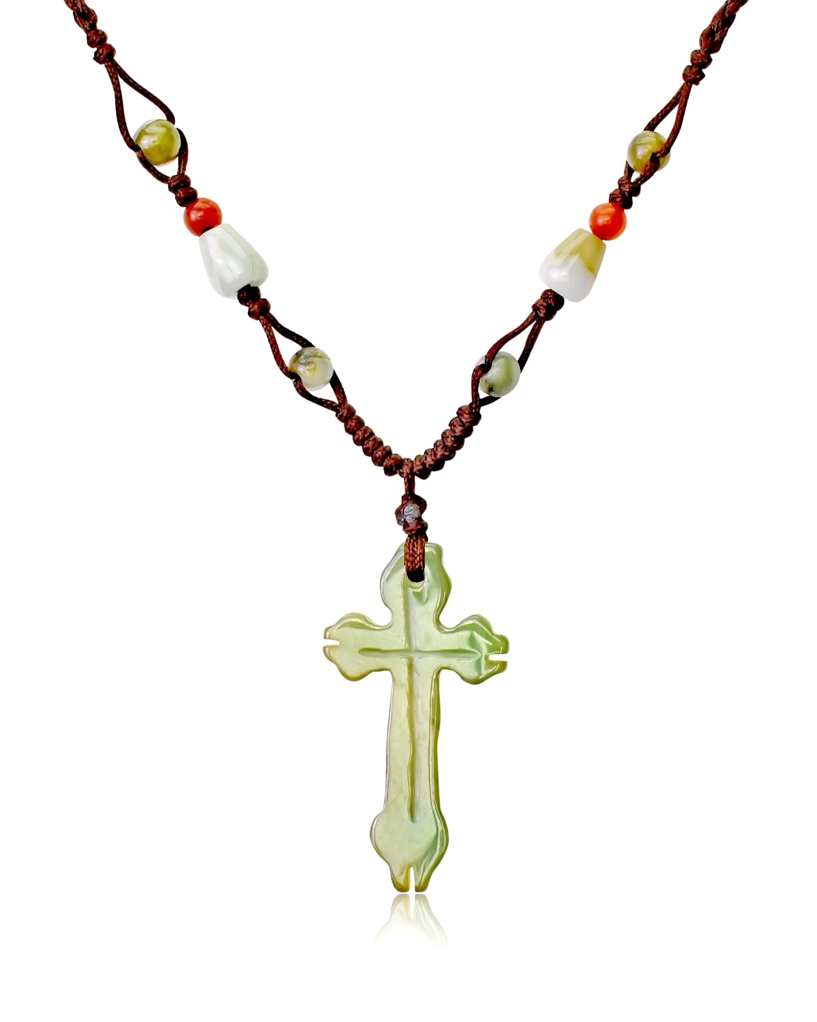 Chic ladies cross necklace authentic jade necklace for faith-filled beauty and grace