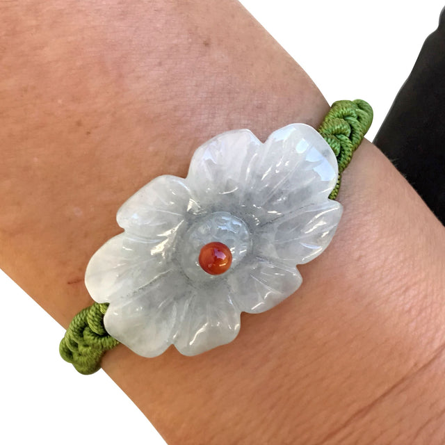 Cineraria with Jade Unique Handmade Jewelry for Birthday Gift a Floral of Serenity and Strength