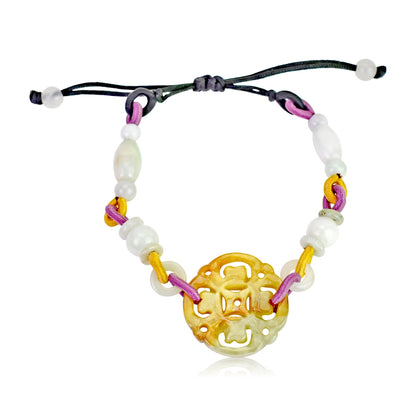 Coin Bracelet Gift for Her Yellow Jade Bracelet Gift for Mother’s Day, Friends, or Anniversaries