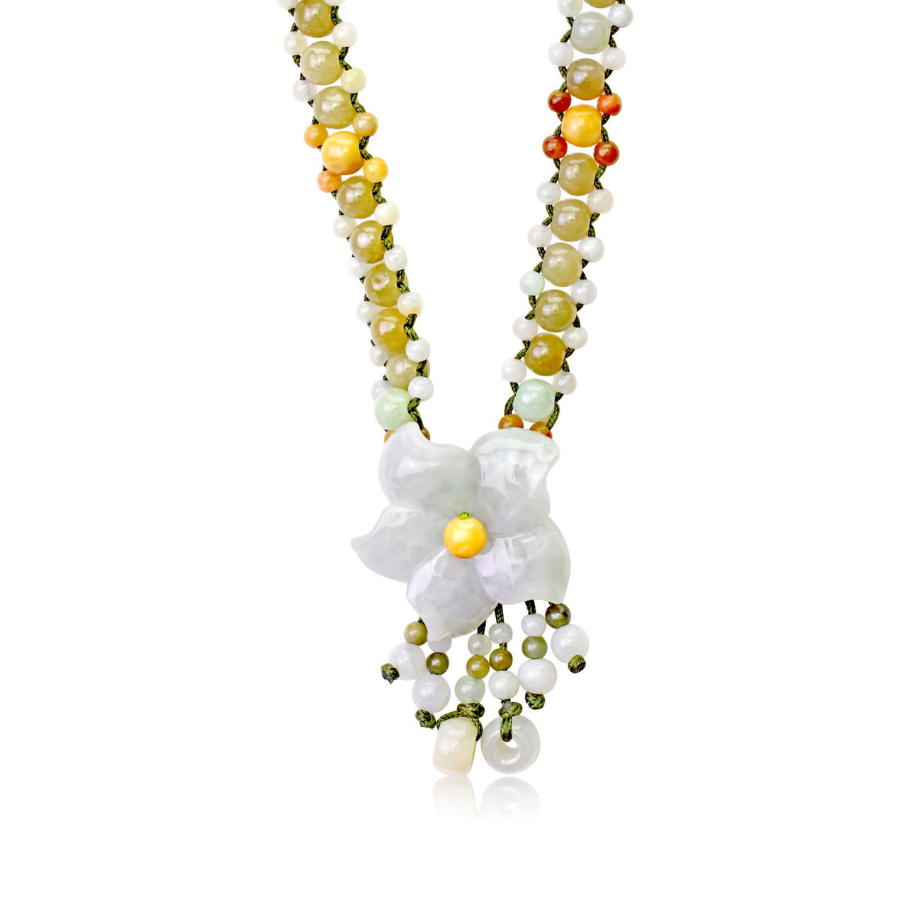 Columbine flower a beaded flower necklace thoughtful Mother’s Day jewelry gift symbolizing protection and love