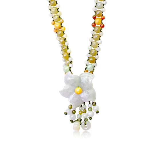 Columbine flower a beaded flower necklace thoughtful Mother’s Day jewelry gift symbolizing protection and love