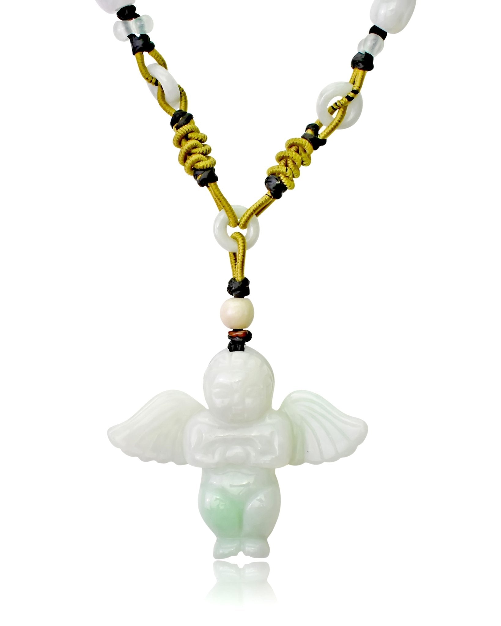 Cute Necklace with Angel Pendant in Jade Angel Necklace for Men or Women Handmade Jewelry for Anniversary Gift