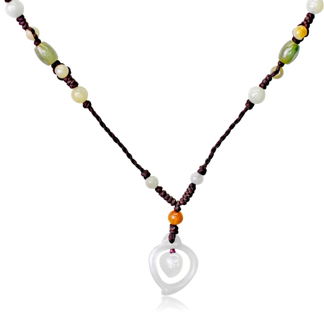 Cute heart pendant handmade jade charm for good luck birthday gift